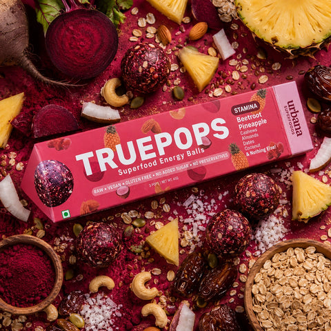 Truepops Beetroot & Pineapple Superfood Balls – Antioxidant-Rich, Fiber-Packed & 100% Vegan Healthy Snack | Urbana Superfoods