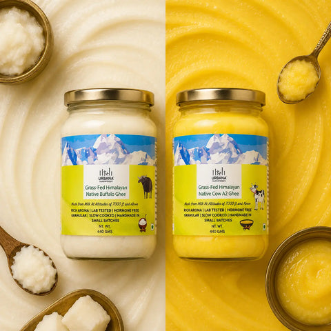 A2 Cow Ghee 440g + Buffalo Ghee 440g Combo | 100% Natural Bilona Ghee by Urbana Superfoods