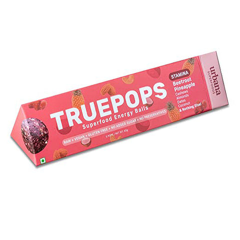 Truepops Beetroot & Pineapple Superfood Balls – Antioxidant-Rich, Fiber-Packed & 100% Vegan Healthy Snack | Urbana Superfoods
