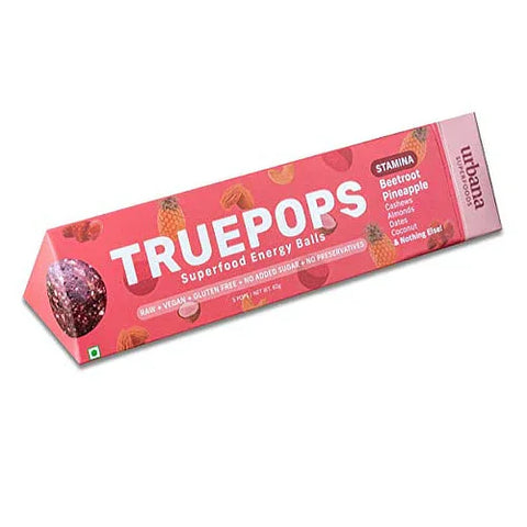 Truepops Beetroot & Pineapple Superfood Balls – Antioxidant-Rich, Fiber-Packed & 100% Vegan Healthy Snack | Urbana Superfoods