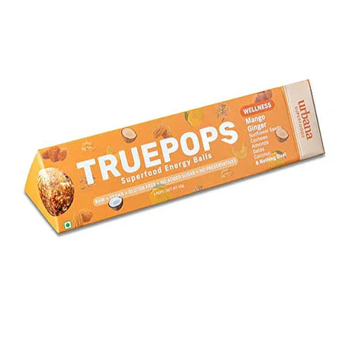 Truepops Mango & Ginger Energy Balls – Best Gluten-Free Snack with Superfoods by Urbana Superfoods