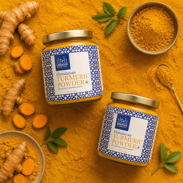 Urbana Superfoods Organic Turmeric Powder (160 g) | Naturally Grown Pahadi Haldi | High Curcumin | Rich in Dietary Fibres, Iron, Antioxidants | Supports Immunity | Additive-Free &amp; Gluten-Free | Pure Turmeric for Cooking, Skin &amp; Daily Wellness