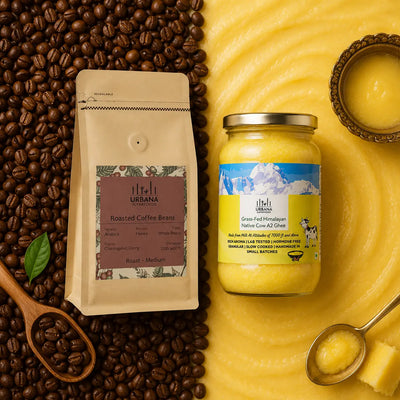 Organic Ghee Coffee Combo – Pure A2 Bilona Cow Ghee + 100% Arabica Medium Roast