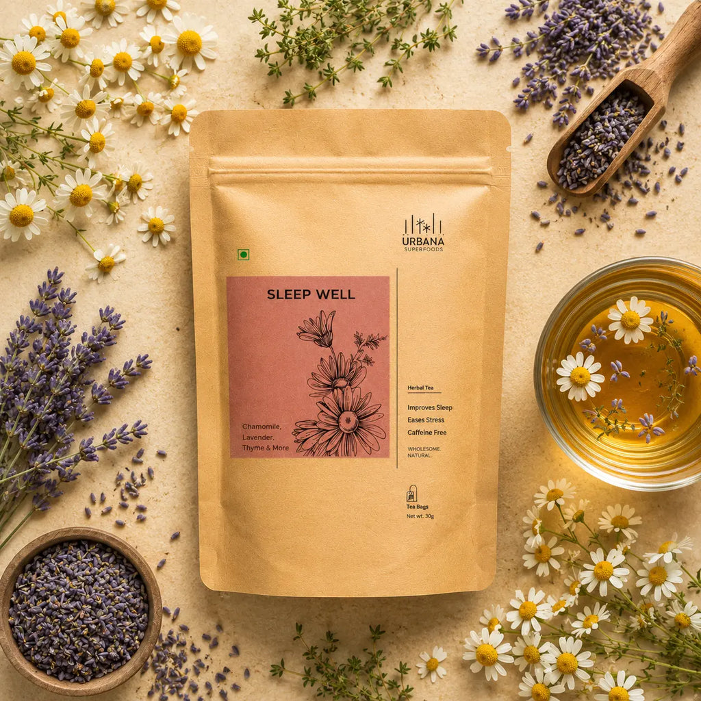 Urbana Superfoods Forest Blend Sleep Well Herbal Tea Bags (25 Pieces) | Chamomile, Nettle, Spearmint & Thyme | Caffeine-Free | Calming Night Tea | Best Herbal Tea for Relaxation & Restful Sleep