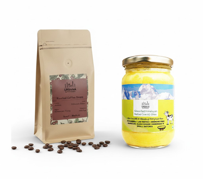 Organic Ghee Coffee Combo – Pure A2 Bilona Cow Ghee + 100% Arabica Medium Roast